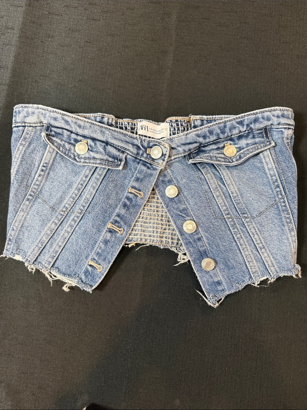 Zara Light Blue Denim Corset Belt Top